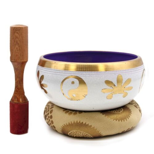 TIB-96 - Lrg Yin & Yang Singing Bowl Set- White/Purple 14cm - Sold in 1x unit/s per outer