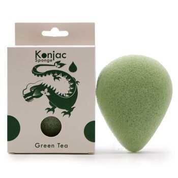 TKong-02 - Éponge Konjac en forme de larme - Thé vert - Protectrice - Vendue en 6x unité/s par enveloppe 1