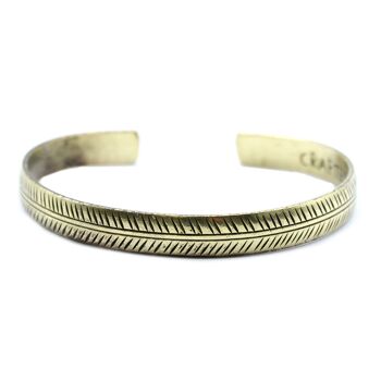 TMB-06 - Bracelet tibétain en laiton - Feuille tribale mince - Vendu en 1x unité/s par extérieur 2