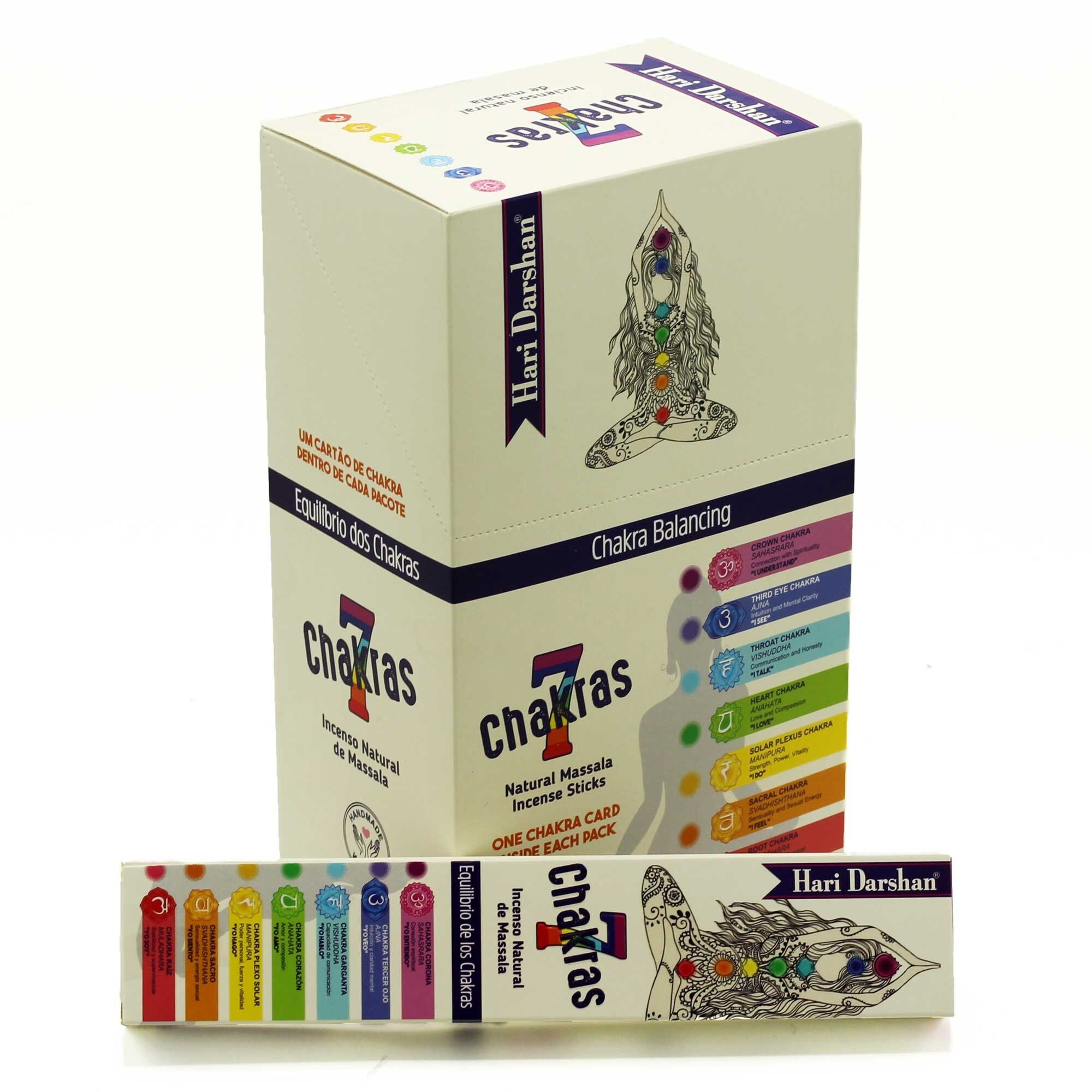 TribalSi-13 - Bastoncini di incenso tribale dell'anima - 7 Chakra con biglietto di messaggio - Venduto in 12 unità/i per esterno