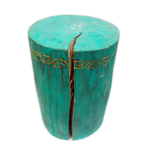 TTS-06D - Tribal Stool / Table - Albasia - Turquoise - Damaged - Sold in 1x unit/s per outer
