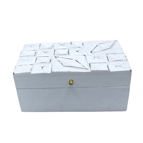 VDBox-02 - Vintage Deco - Multi Purpose Box - 22x12x10cm - White Diamonds - Sold in 1x unit/s per outer