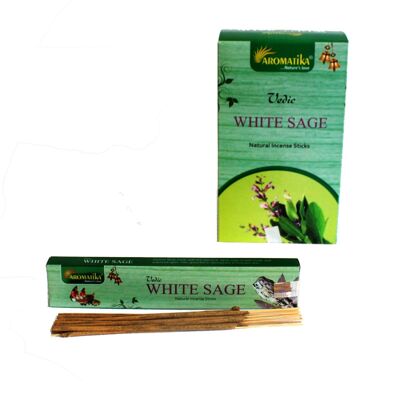 Vedic-03 - Varitas de incienso védico - Salvia blanca - Se vende en 12 unidades por exterior