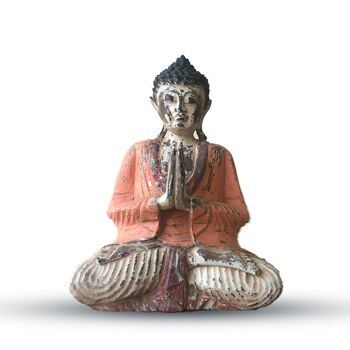 VHCBS-02 - Statue de Bouddha sculptée à la main orange vintage - 30 cm - Bienvenue - Vendu en 1x unité/s par extérieur