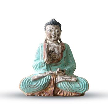 VHCBS-01 - Statue de Bouddha sculptée à la main à la menthe vintage - 30 cm - Transmission pédagogique - Vendu en 1x unité/s par extérieur