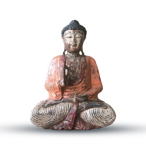 VHCBS-07 - Vintage Orange Hand Carved Buddha Statue - 60cm - Teaching Transmission - Sold in 1x unit/s per outer