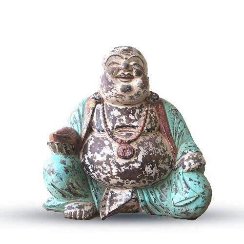 VHCBS-06 - Vintage Mint Hand Carved Buddha Statue - 40cm - Happy Buddha - Sold in 1x unit/s per outer