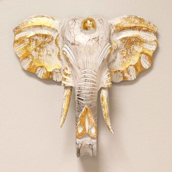 VINTEP-03 - Grande tête d'éléphant - Or et blanc - Vendu en 1x unité/s par extérieur 2