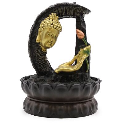 WaterF-02 - Gioco d'acqua da tavolo - 30 cm - Buddha d'oro e loto - Venduto in 1 unità/e per esterno