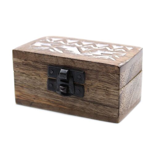 WWIB-01 - White Washed Wooden Box - 3x1.5 Pill Box Slavic Design - Sold in 10x unit/s per outer