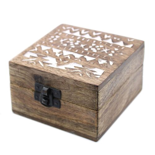WWIB-02 - White Washed Wooden Box - 4x4 Slavic Design - Sold in 2x unit/s per outer