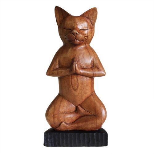 WYC-03 - Handcarved Yoga Cat - Lotus - Sold in 1x unit/s per outer