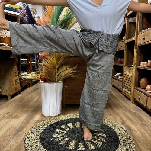 YFP-07 - Yoga and Festival Pants - Thai Fisherman Mandala Mantra on Grey - Sold in 1x unit/s per outer