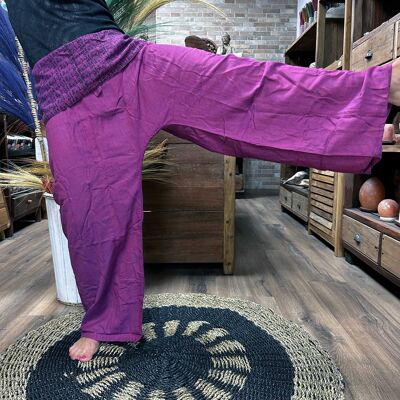 YFP-08 - Pantalones de yoga y festivales - Mantra de mandala de pescador tailandés en morado - Vendido en 1x unidad/s por exterior