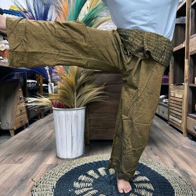 YFP-09 - Pantaloni da yoga e da festival - Mantra del mandala del pescatore tailandese su arancione - Venduto in 1x unità per esterno