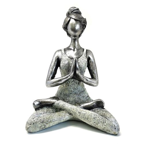 YogaL-05 - Yoga Lady Figure -  Silver & White 24cm - Sold in 1x unit/s per outer