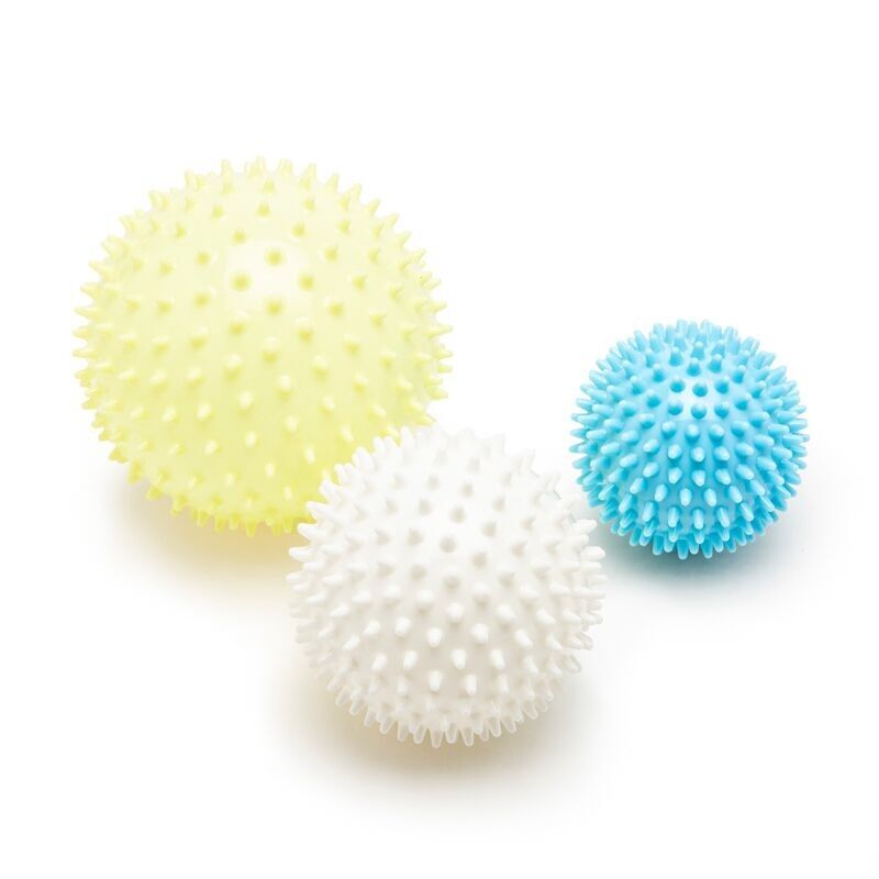 Set di 3 palline di riccio bianche, blu e gialle