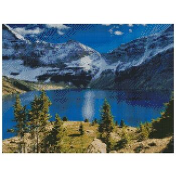 Peinture diamant lac bleu montagne, 30x40 cm, forets carrés 2