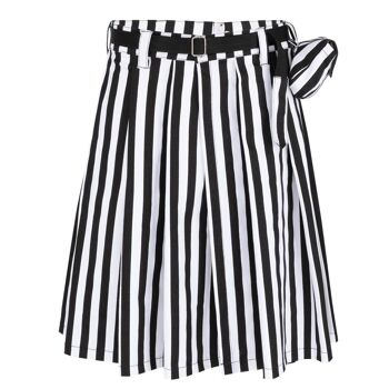 Black Pistol Short Kilt Stripe (Black-White) - Jupe écossaise, jupe homme, punk, métal, block stripes 1