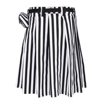 Black Pistol Short Kilt Stripe (Black-White) - Jupe écossaise, jupe homme, punk, métal, block stripes 2