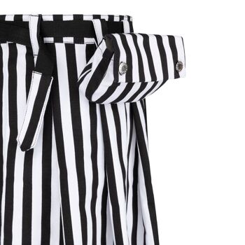 Black Pistol Short Kilt Stripe (Black-White) - Jupe écossaise, jupe homme, punk, métal, block stripes 3