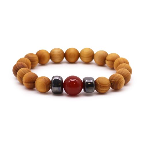 CWBG-01 - Cedarwood Root Chakra Bangle with Red Jasper - Sold in 3x unit/s per outer