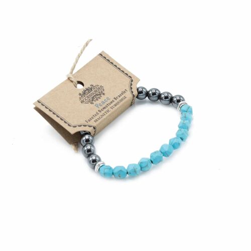 FGemB-09 - Faceted Gemstone Bracelet - Magnetic Turquoise Howlite - Sold in 3x unit/s per outer