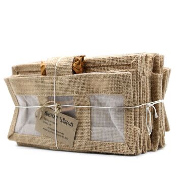 JCGB-03 - Sac cadeau avec fenêtre en pur jute et coton - Trois fenêtres naturelles - Vendu en 10x unité/s par extérieur 2