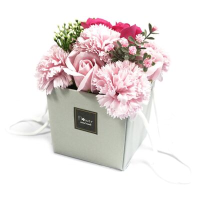 LSF-02S - Bouquet di fiori di sapone - Rosa rosa e garofano - SPECIALE - Venduto in 6 unità per esterno