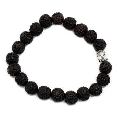 Rudr-04 - Rudraksha Buddha Armreif Mala - Dunkel - Verkauft in 6x Einheit/en pro Außenseite