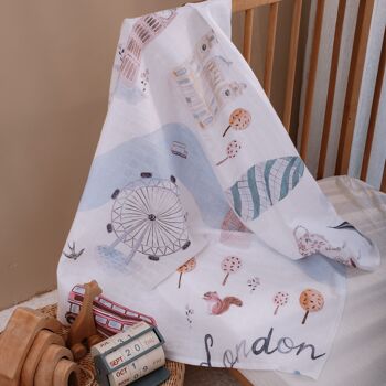 Baby Muslin Swaddle Blanket X-Large - London 1