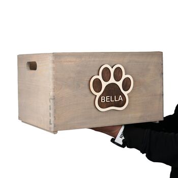 Boîte de rangement pour jouets pour chiens en bois avec personnalisation 2