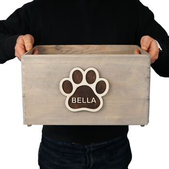Boîte de rangement pour jouets pour chiens en bois avec personnalisation 3