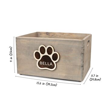 Boîte de rangement pour jouets pour chiens en bois avec personnalisation 5