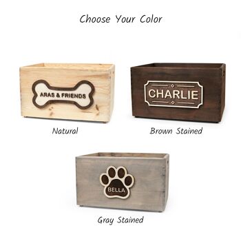 Boîte de rangement pour jouets pour chiens en bois avec personnalisation 7