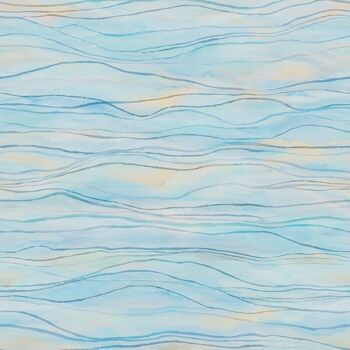 Papier peint panoramique Lignes de Vagues - Bleu 2