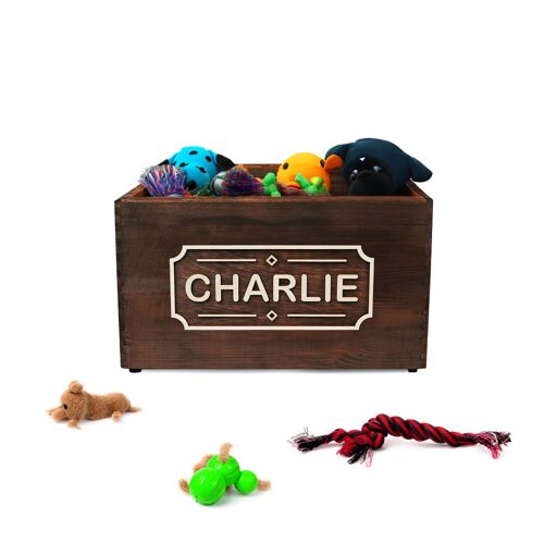 Personalized storage box for dog toy's