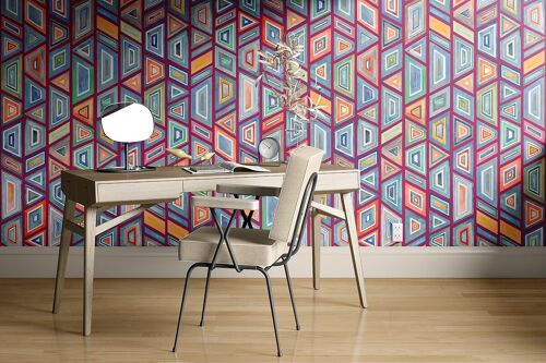 Papier peint motif géométrique – Kente Multicolore
