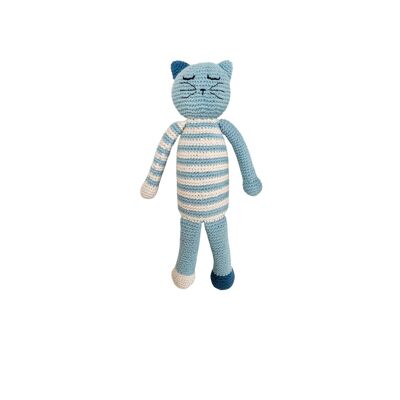 Juguete para bebé Sonajero gatito durmiendo azul