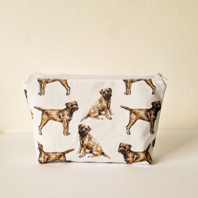 Borsa per cosmetici fatta a mano con animali del cane Border Terrier Borsa per articoli da toeletta