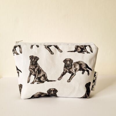 Bolsa de cosméticos hecha a mano con animales de perro Labrador, bolsa de artículos de tocador