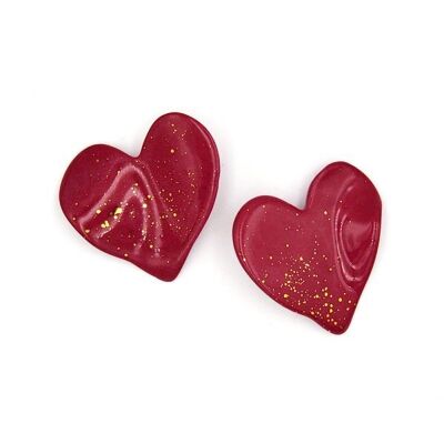 Pendientes de porcelana brillante corazón rojo