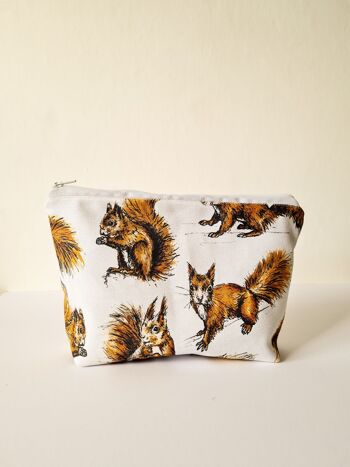 Red Squirrels Wildlife Animals Handmade Cosmetic Bag Make up Toiletries Bag 2