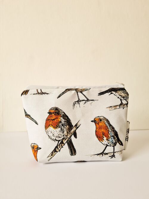 Robins Bird Animals Handmade Cosmetic Bag Make up Toiletries Bag