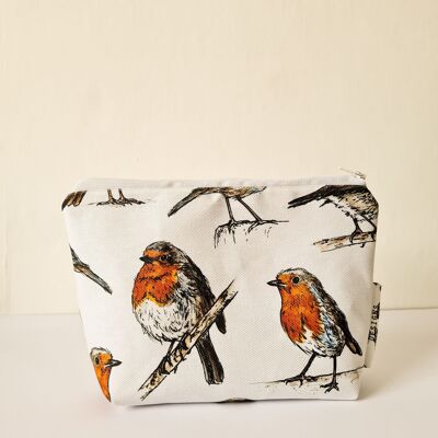 Robins Bird Animals Bolsa de cosméticos hecha a mano Maquillaje Bolsa de artículos de tocador