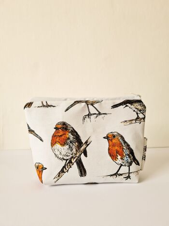 Robins Bird Animals Sac cosmétique fait à la main Maquillage Trousse de toilette 1