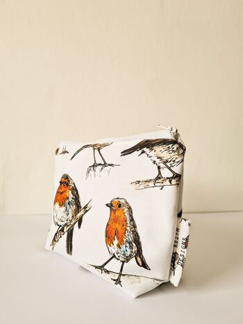 Robins Bird Animals Sac cosmétique fait à la main Maquillage Trousse de toilette 3