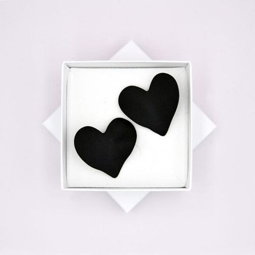 Black Heart Matte Porcelain Earrings
