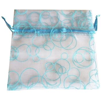 OrgB-07 - Sac en organza à bulles - Bleu bébé - Vendu en 30x unité/s par extérieur