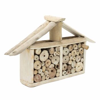 BBBox-09 - Boîte de maison large en bois flotté pour abeilles et insectes - Vendue en 1x unité/s par extérieur 2